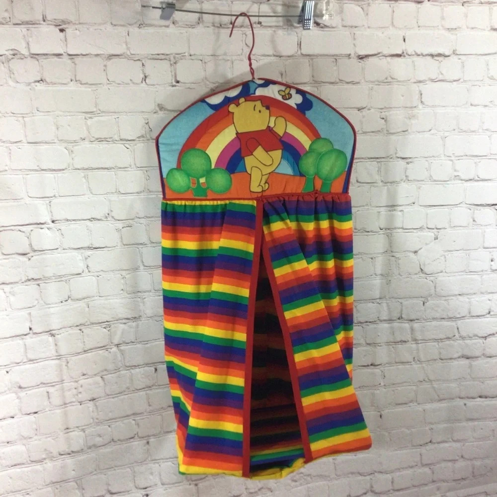 Hand Crafted Hanging Pooh Bear Fabric Rainbow Organizer